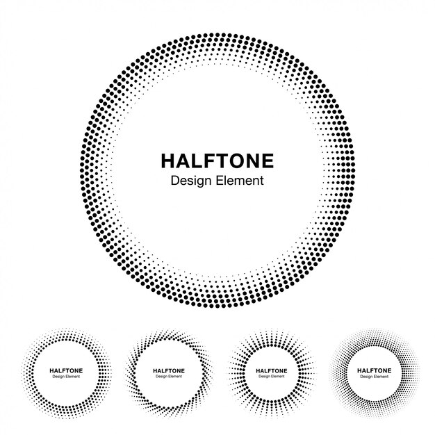 Set of Halftone Circle Frames. Vector