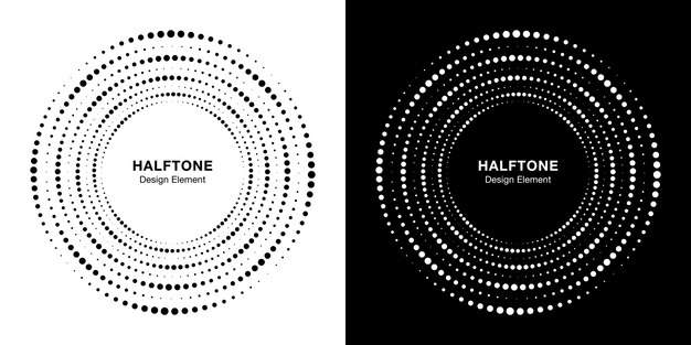 Set of Halftone circular dotted frame.