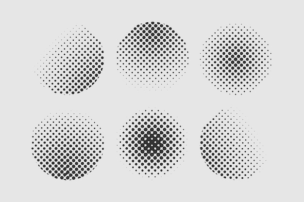 Set Of Halftone Dots Vintage Design Element in Circle Shape