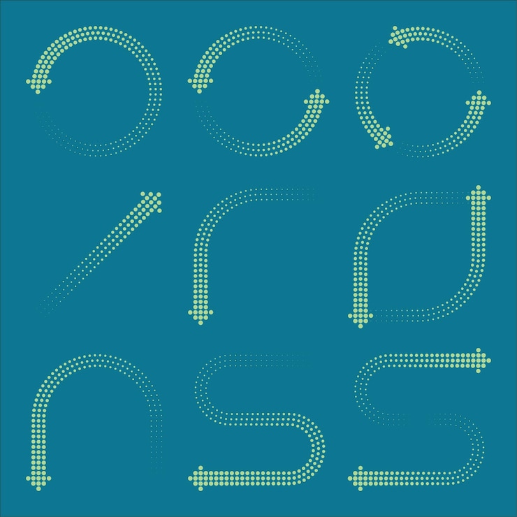Vector set of halftone effect arrow