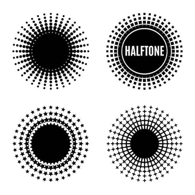 Set Halftone isolatie vector element ontwerp Abstracte achtergronden