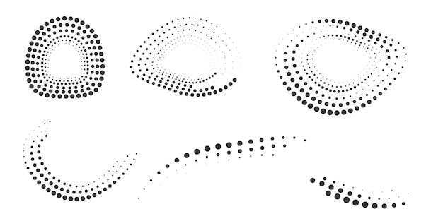 Set di cornici punteggiate rotonde di semitono. elemento di design per cornice, logo, pagine web, stampe, poster.