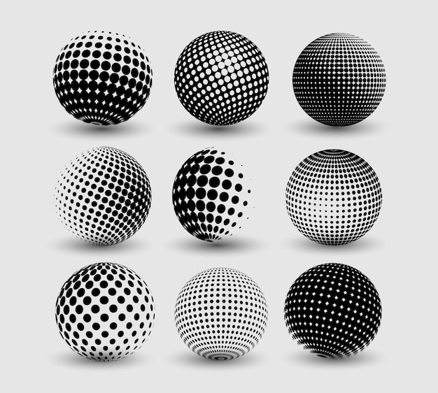 Vector set of halftone sphere