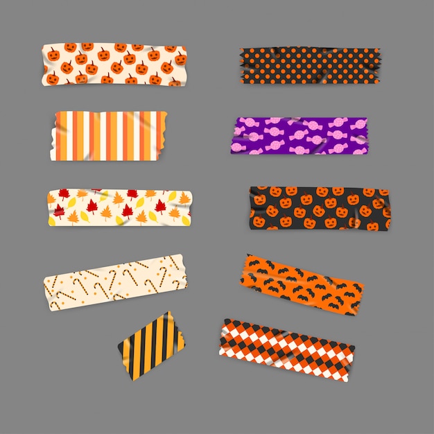 Set halloween and autumn washi tape