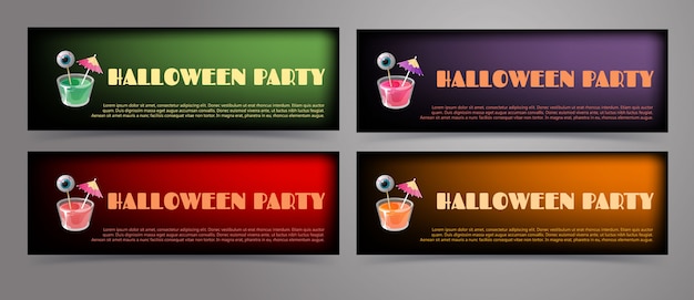 Set of halloween banner templates.