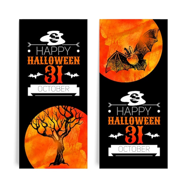 set of Halloween banners
