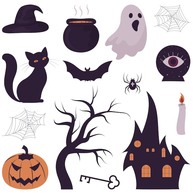 set of halloween clip art elements