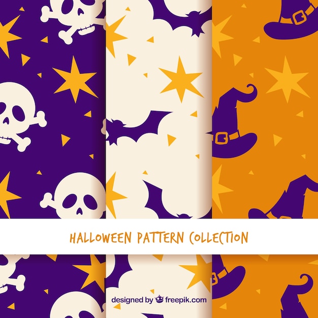 Set of halloween color patterns