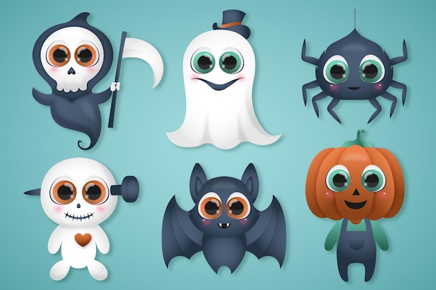 Vector set of halloween cute characters