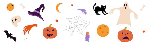 Set di elementi di halloween banner