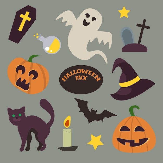 Vector set of halloween elements