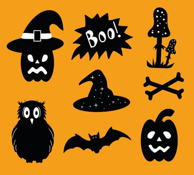 Set of Halloween elements