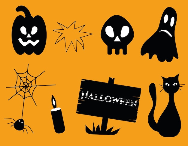 Set of Halloween elements