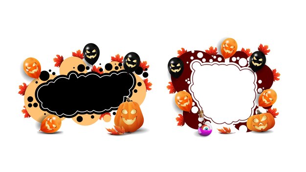 Vector set halloween frame sjablonen met pompoenen