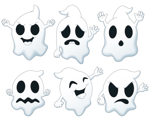 Vector set of halloween ghost cartoon