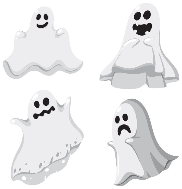 Vector set of halloween ghost on white background