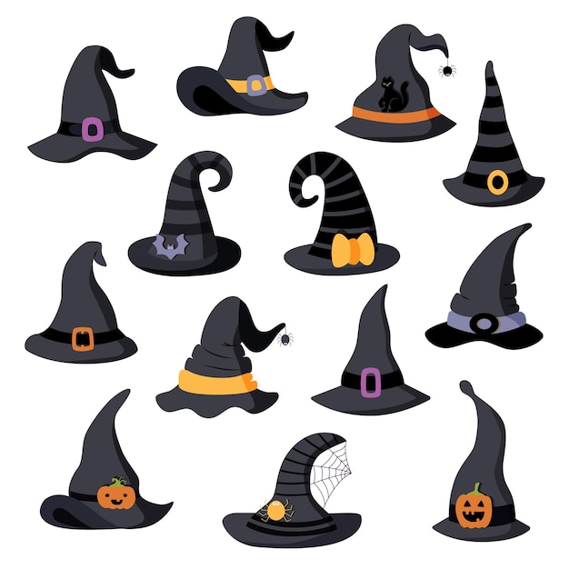 Set Halloween hats black