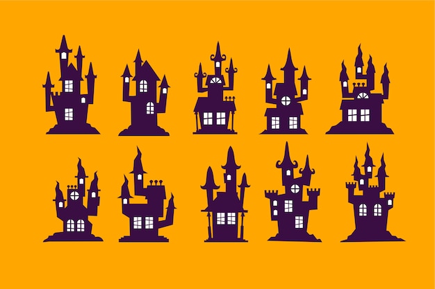 Set of halloween house vector illustration