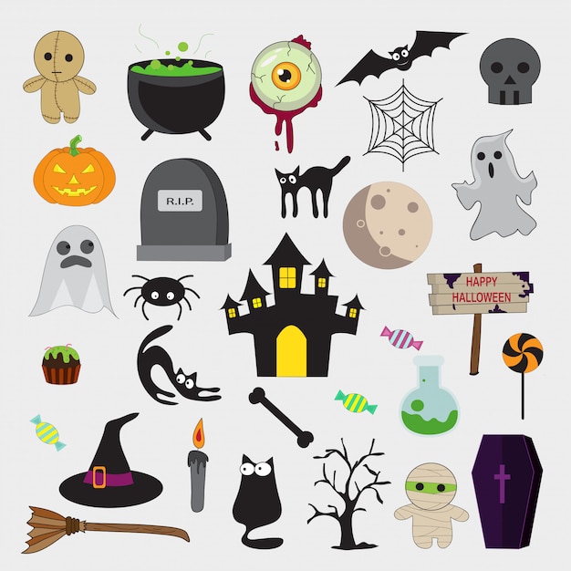 ハロウィーンのイラストのセット