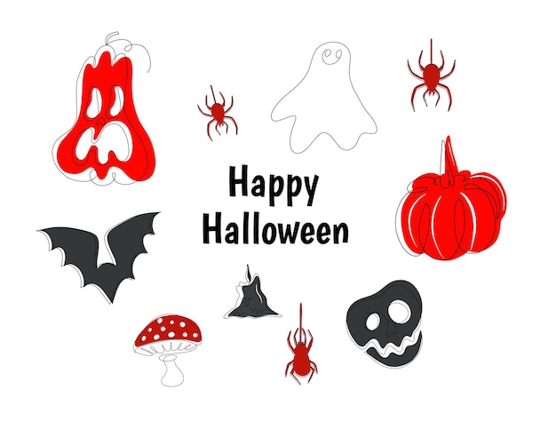 Set Halloween-linten en -tekens Ontwerpelementen logo's badges