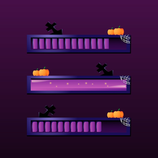 Set of halloween loading bar for gui asset elements