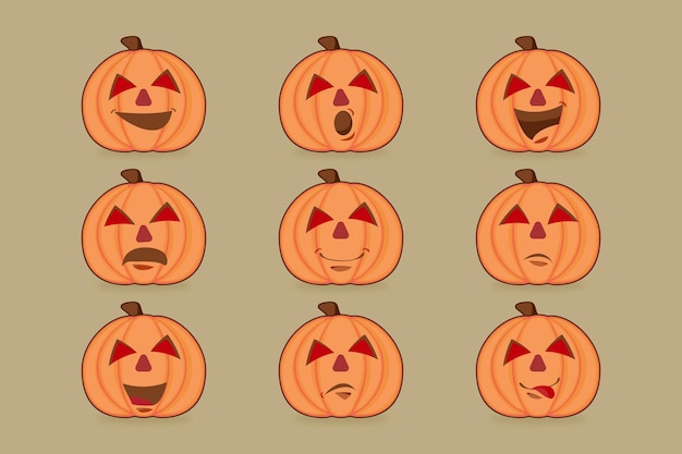 Set of halloween pumpkin expression