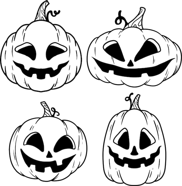 Set of halloween pumpkin face