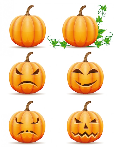 Set of halloween pumpkin vector illustration