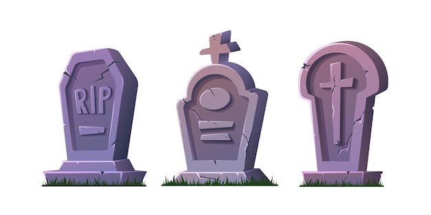 Vector set of halloween tombstones.