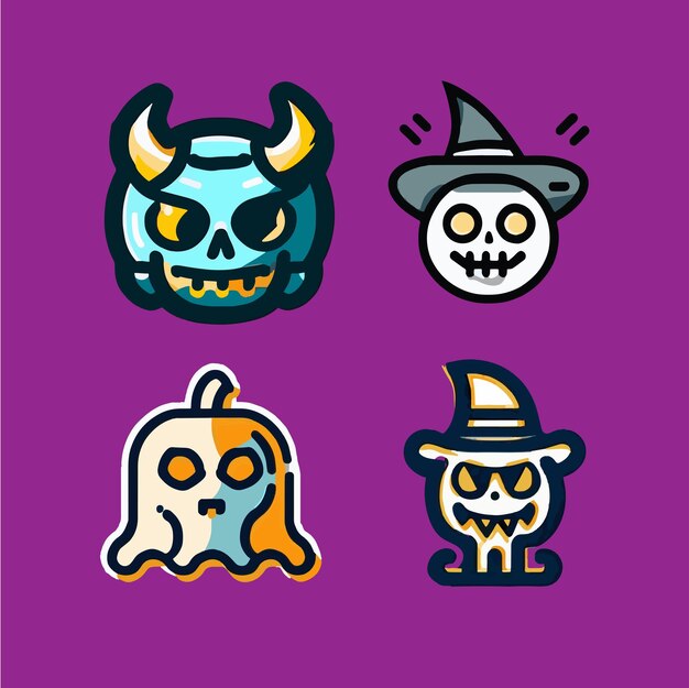 Vector set of halloween vector character illustration elements