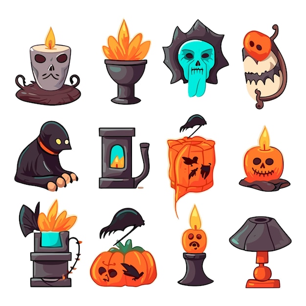 Set of Halloween vector illustration