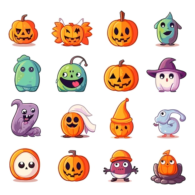 Set of Halloween vector illustration