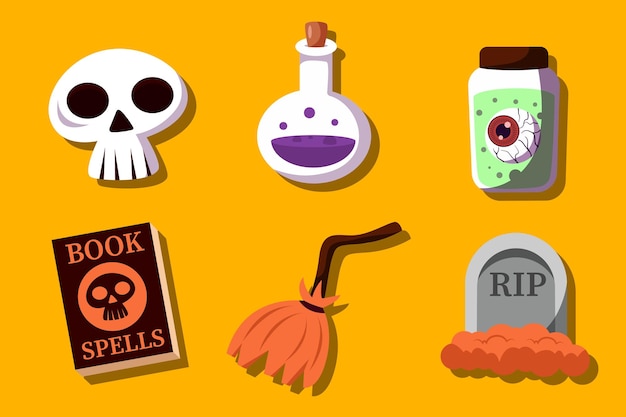 Vector set of halloween witch element design