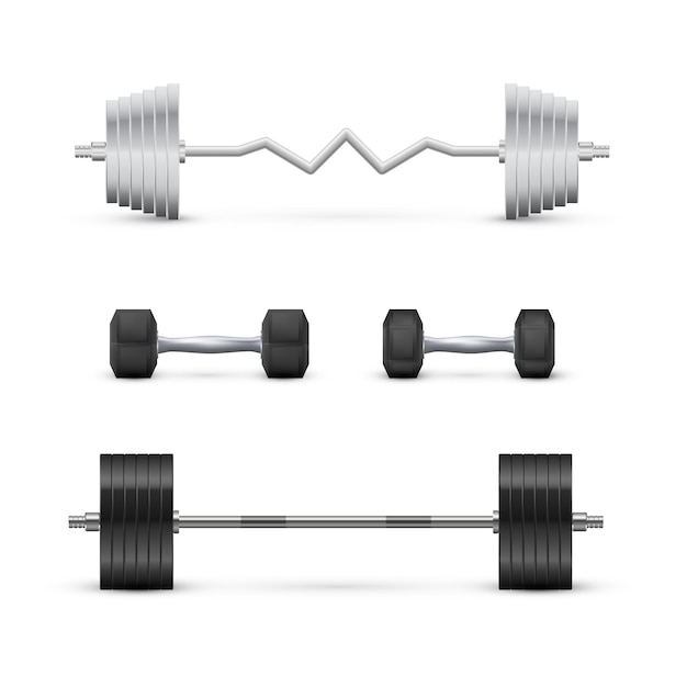 Vector set halters en halters. fitness- en bodybuildingapparatuur. vector