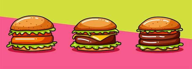 set hamburgers in vector