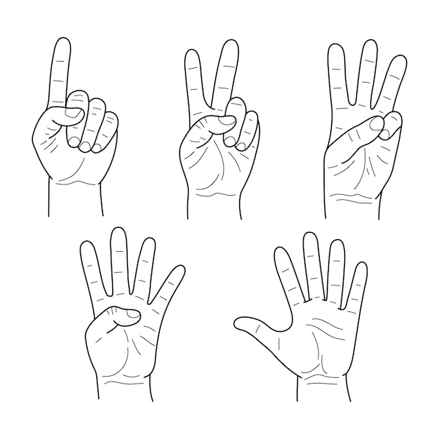 A set of hand doodle illustrations showing the numbers 1 2 3 4 5 sketches vector illustration