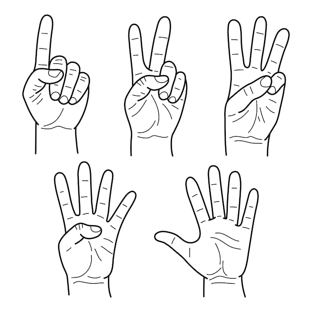 Vector a set of hand doodle illustrations showing the numbers 1 2 3 4 5 vector