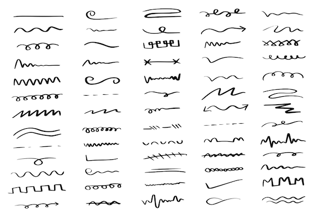 Set of hand doodle line art collection element Vector illustration