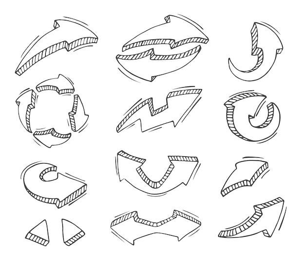 Набор стрелок, изолированных на белом фоне для вашего бизнеса. Векторные иллюстрации