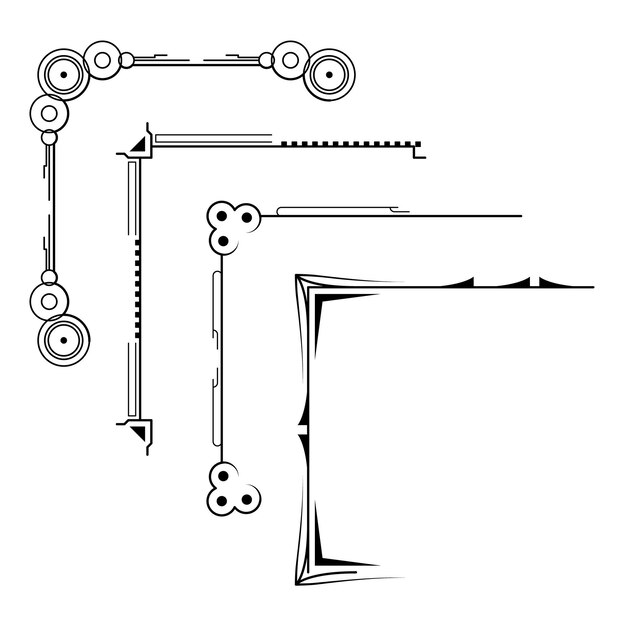 Vettore set disegno a mano di angoli diverse forme decorazione floreale disegno vettoriale stile schizzo doodle