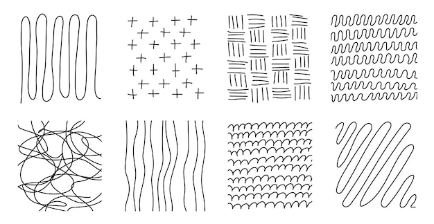 Set of hand draw line pattern doodle element hand drawn texture collection abstract shape