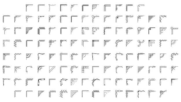 Set Hand Draw Van Hoeken Verschillende Vormen Bloem Decoratie Vector Design Doodle Schets Stijl Voor We