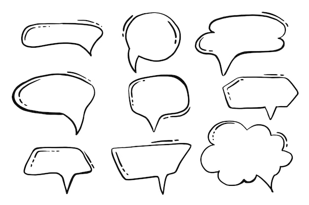 Set of hand drawing bubbles speech or bubbles talk doodle illustration