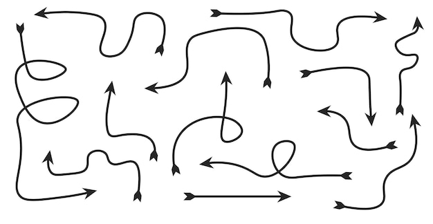 Vettore set di vettore freccia disegnata a mano