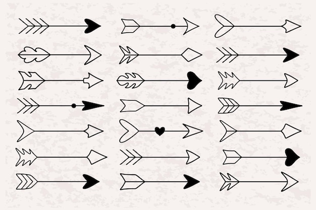 Set di frecce disegnate a mano decorazioni eleganti per il design di matrimoni