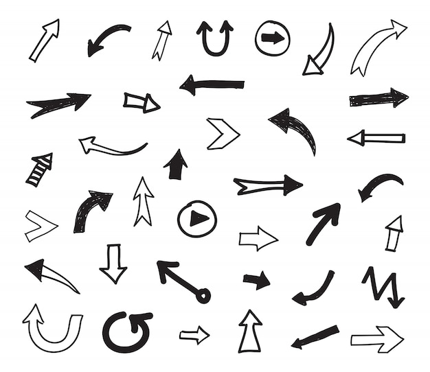 Set of hand drawn arrows