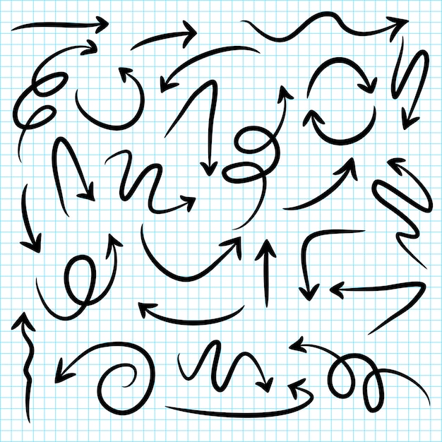set hand drawn arrows