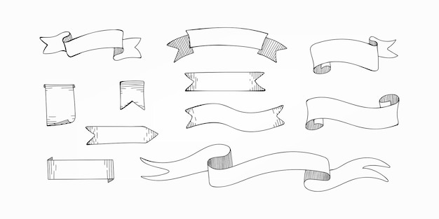 矢量集手绘横幅插图