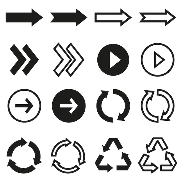 Set of hand drawn black arrows vector collection