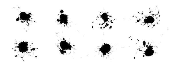 Set of hand drawn black ink blots Templates design elements vector